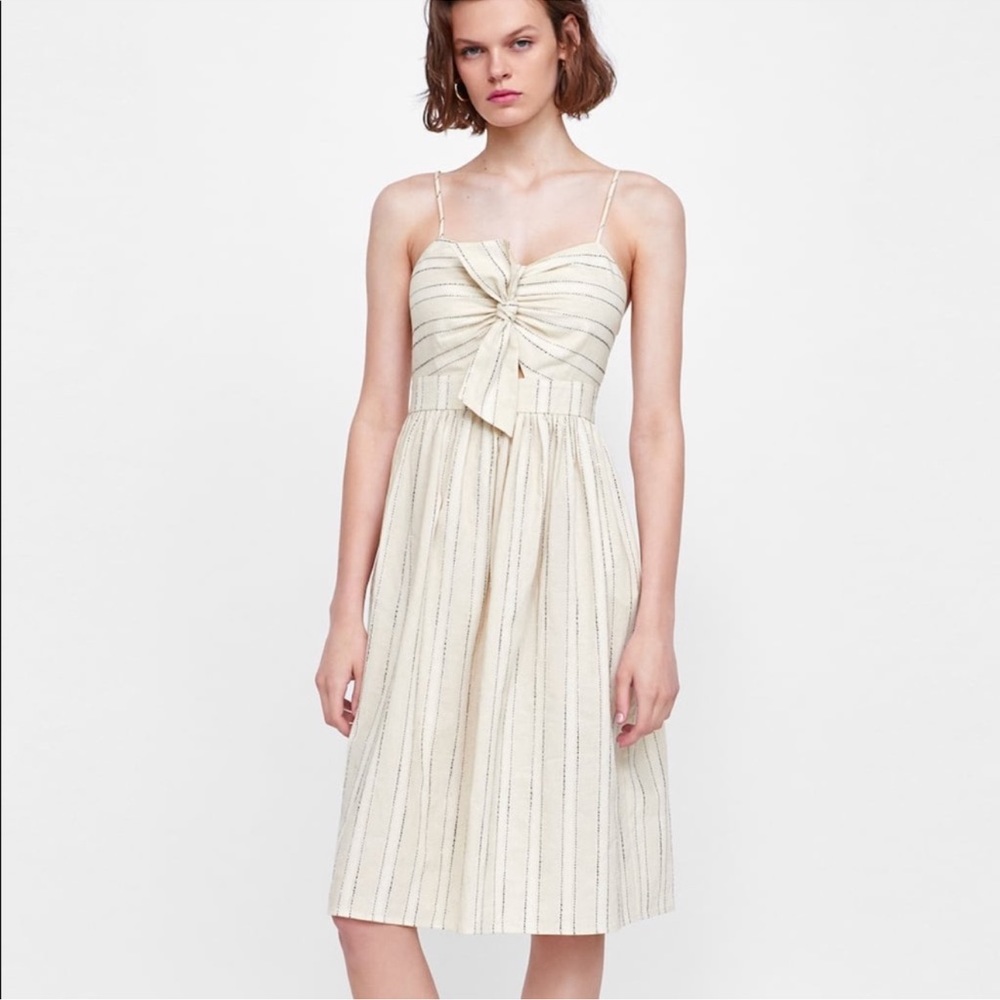 ZARA Striped Knotted Dress NWT M